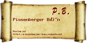 Pissenberger Bán névjegykártya
